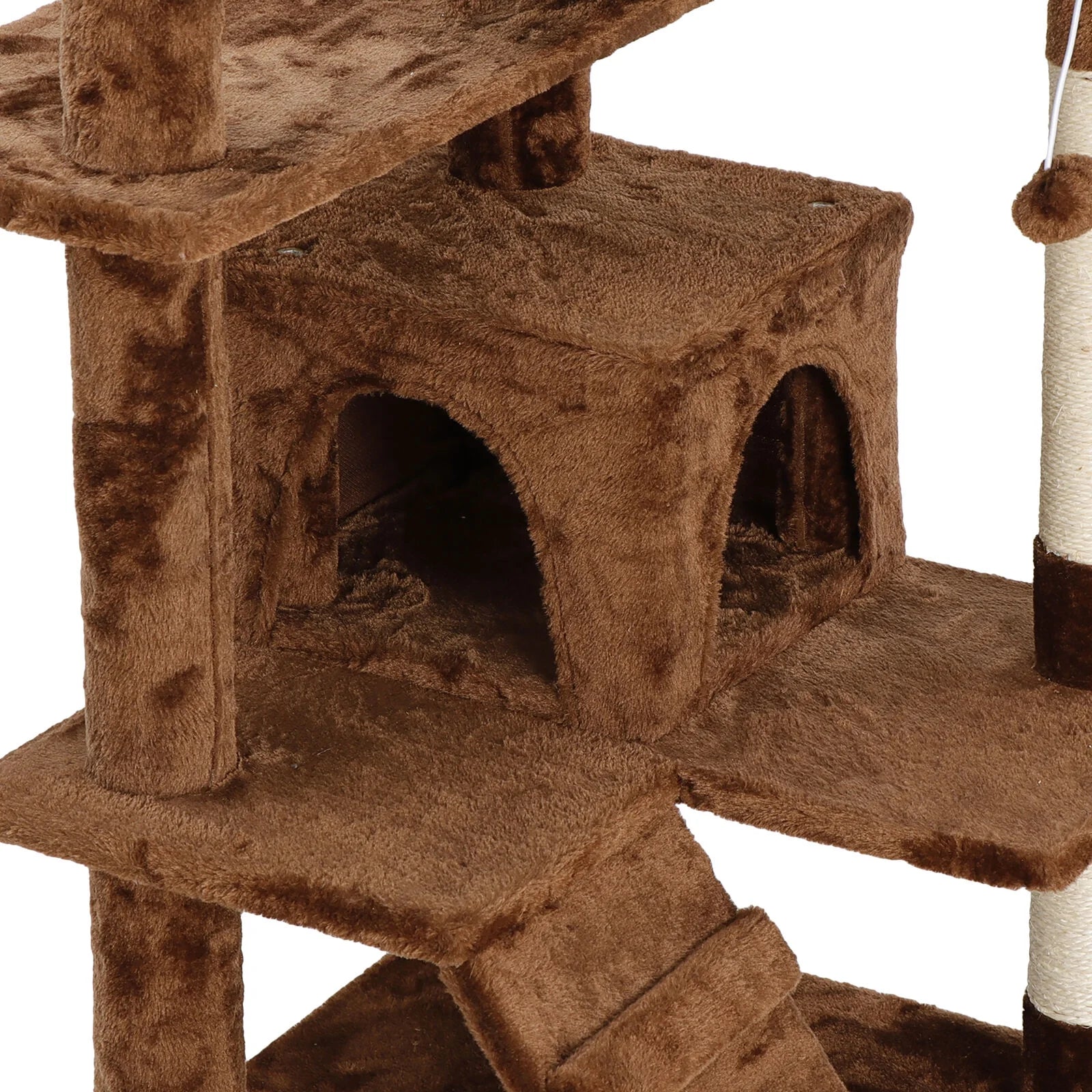 53" H Cat Tree Scratching Post Condo Tower Pet Kitty Playhouse, Brown