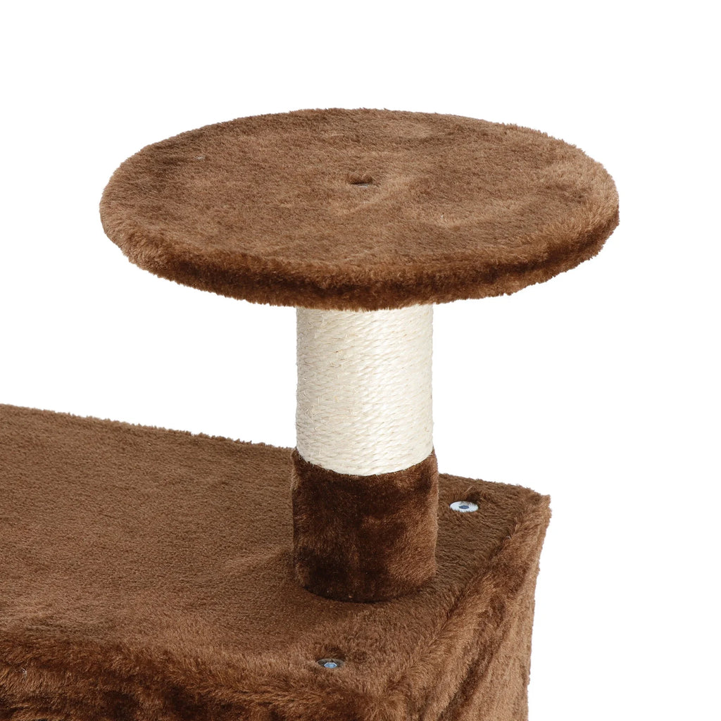 53" H Cat Tree Scratching Post Condo Tower Pet Kitty Playhouse, Brown