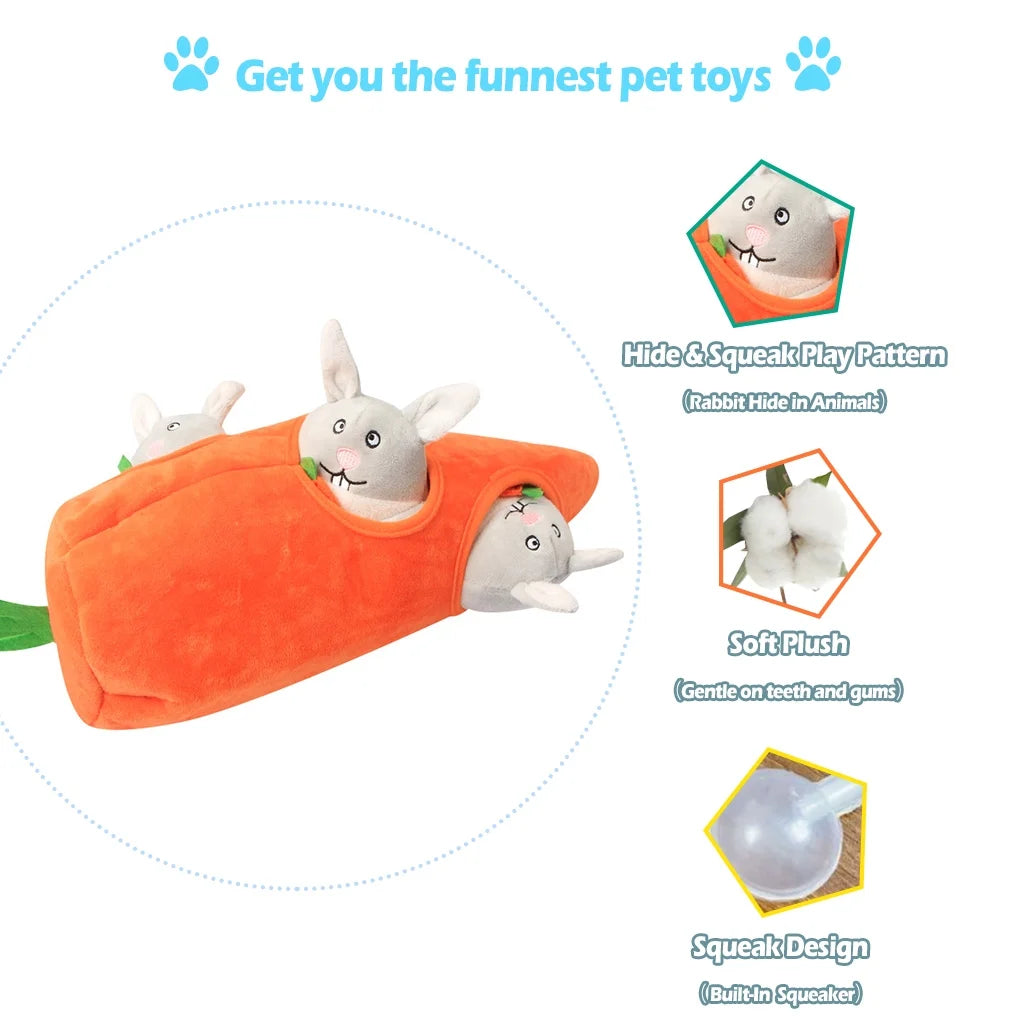 Easter Interactive Dog Toys，Hide and Seek Dog Squeaky Toys and Puppy Toys Puzzles, Rabbit