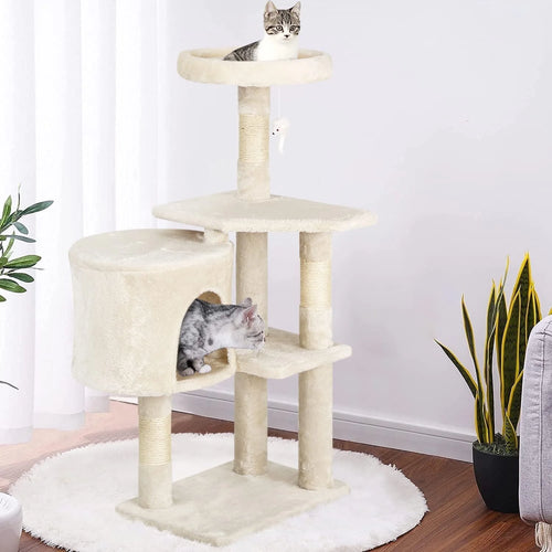36 Inch Tall Cat Tree Cat Tower Cat Condo Multi-Level,Beige