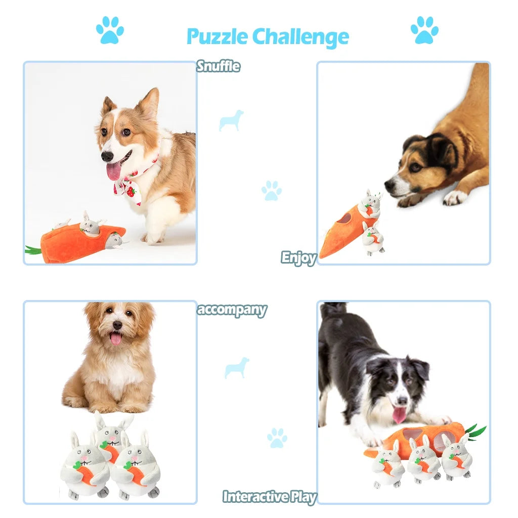 Easter Interactive Dog Toys，Hide and Seek Dog Squeaky Toys and Puppy Toys Puzzles, Rabbit
