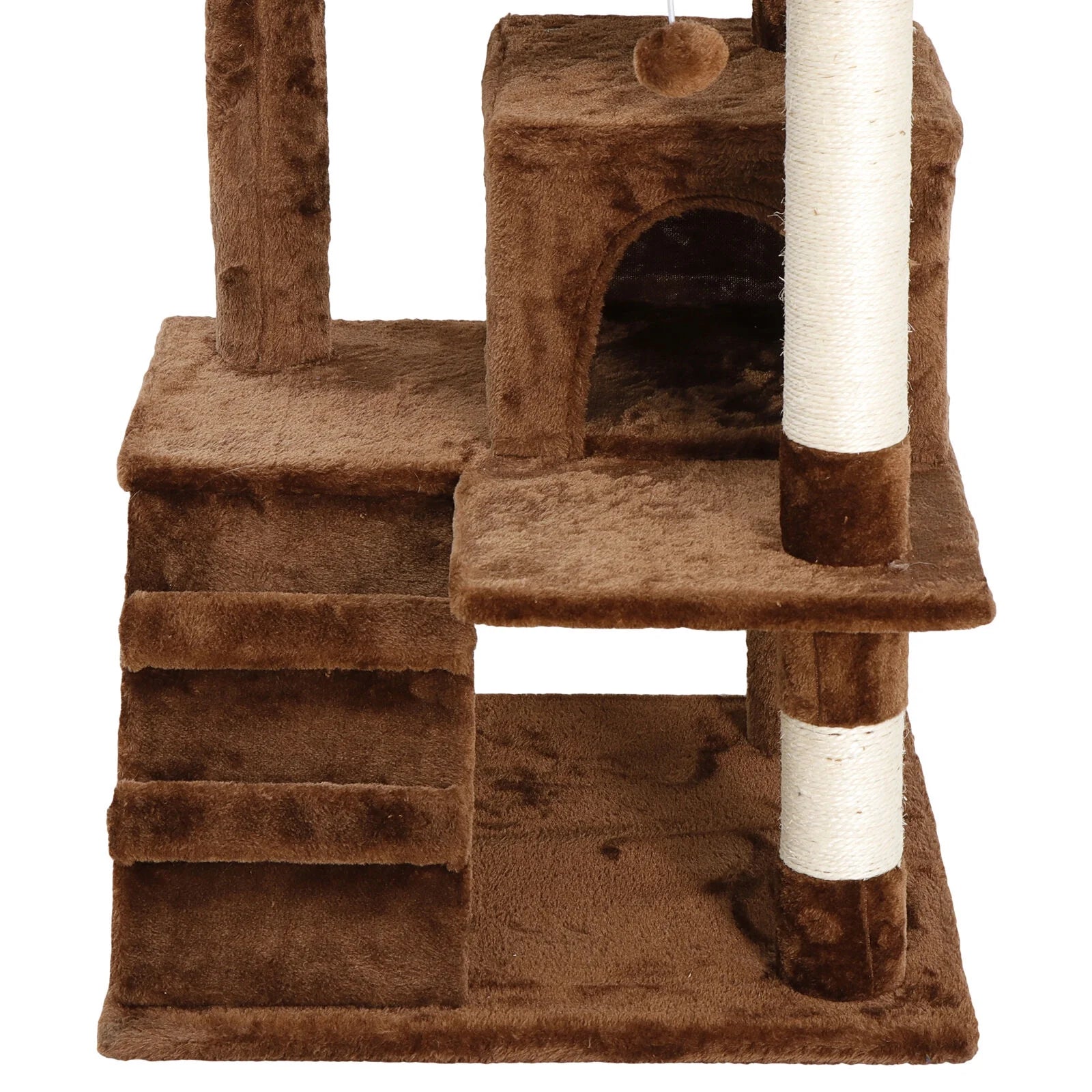 53" H Cat Tree Scratching Post Condo Tower Pet Kitty Playhouse, Brown